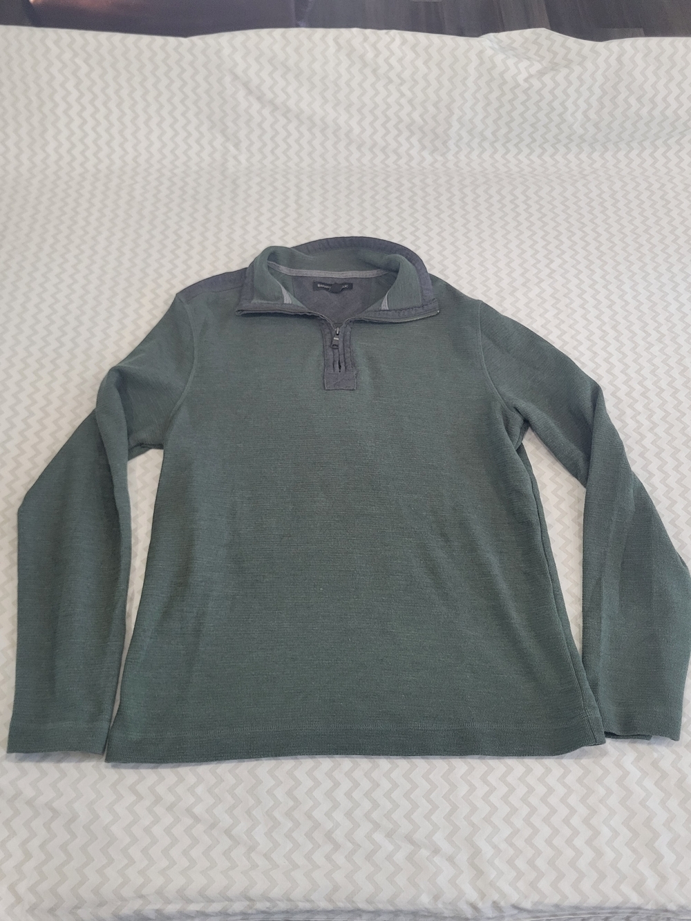 Banana Republic Men's Medium 1/4 Zip Pullover Sweater Olive Green Mock Neck Knit